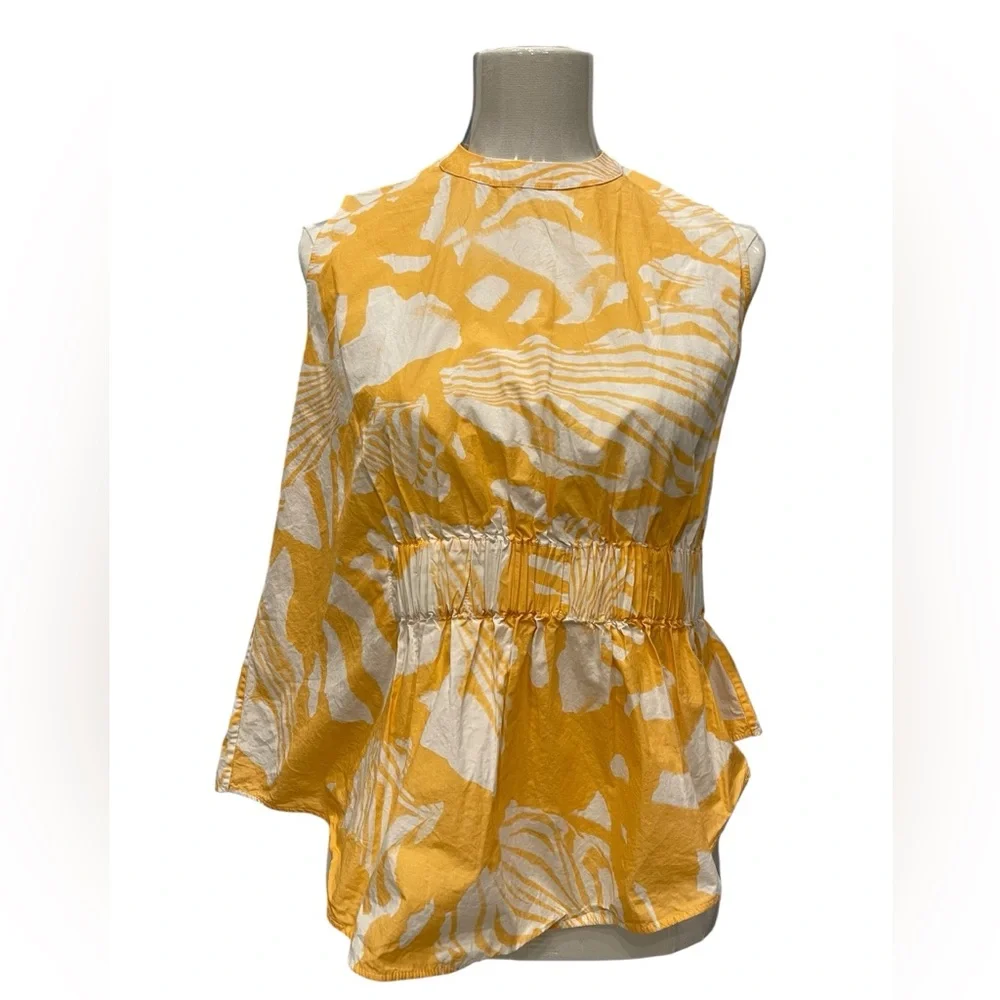Genny Rent the Runway Tropical Orange Rouched top sz :US:0 - Picture 5 of 13